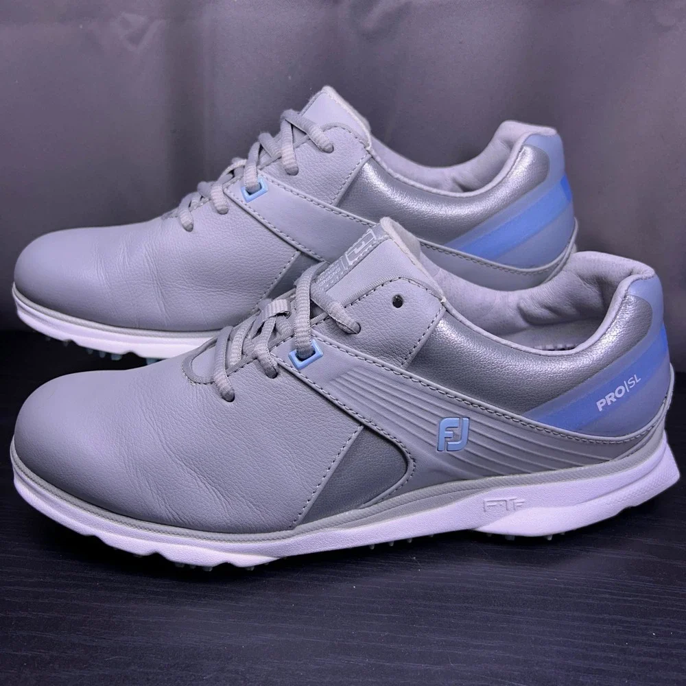 FootJoy Pro SL Golf Shoes Women's 8.5 Grey/Silver/Blue Spikeless Leather 98118